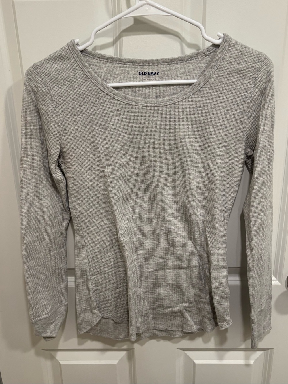 Old Navy Grey Long Sleeve Waffle Knit Shirt Womens U.S. Small